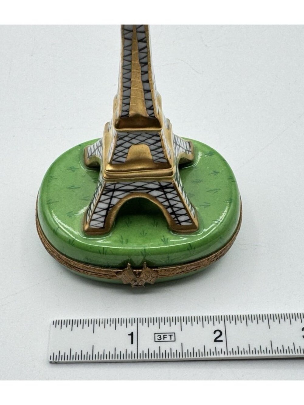 Limoges Eiffel Tower Porcelain Trinket Box Hand Painted Peint Main Signed - Picture 7 of 9